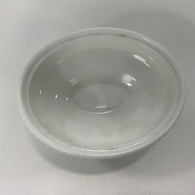 -145- GLASSWARE | Milk Glass Bird Covered Dish