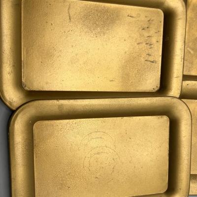 Lot of Small Vintage Gold Metal Serving Trinket Trays