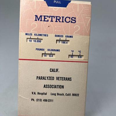 Vintage Metrics Made Easy California Paralyzed Veteran Association Conversion Card