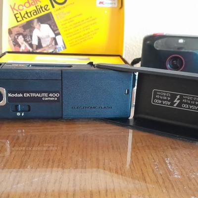 Kodak Ektralite 400 10mm camera with box and Vivitar PS44 35 mm Camera