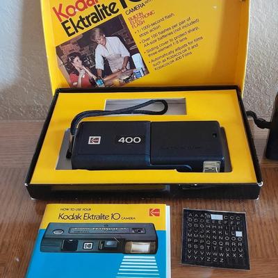 Kodak Ektralite 400 10mm camera with box and Vivitar PS44 35 mm Camera
