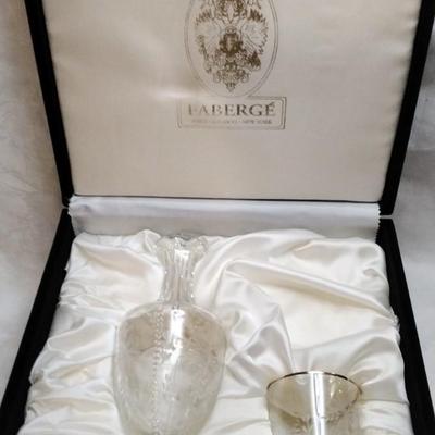 Faberge' Sherry/Water Decanter Set Signed in Presentation Box
