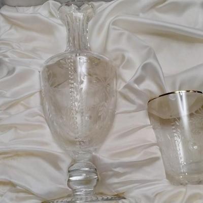 Faberge' Sherry/Water Decanter Set Signed in Presentation Box