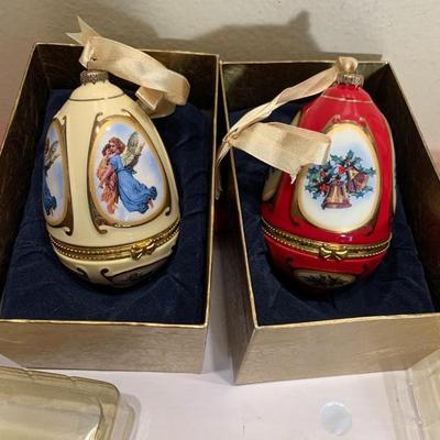 Set of Two Opening Egg Box Ornaments