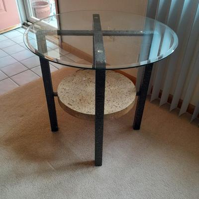 Mid Century Modern glass top two-tiered end table (1 of 2)