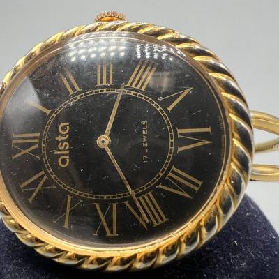 Vintage Alsta 17 Jewels Wind Up Gold Snap on Womens Wrist Watch