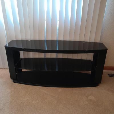 Black Two-tiered Tempered glass TV stand