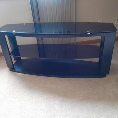 Black Two-tiered Tempered glass TV stand