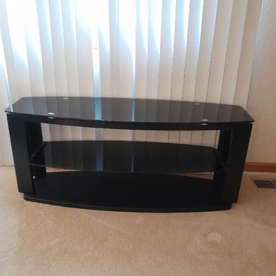 Black Two-tiered Tempered glass TV stand