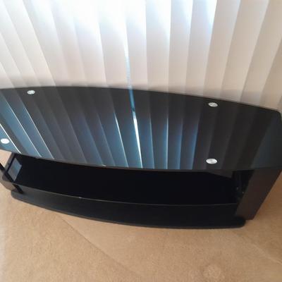 Black Two-tiered Tempered glass TV stand