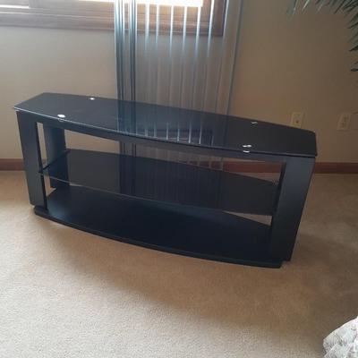 Black Two-tiered Tempered glass TV stand