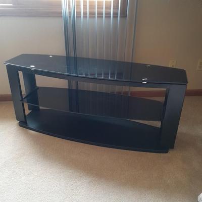 Black Two-tiered Tempered glass TV stand