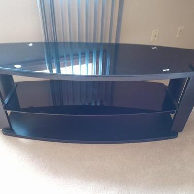 Black Two-tiered Tempered glass TV stand