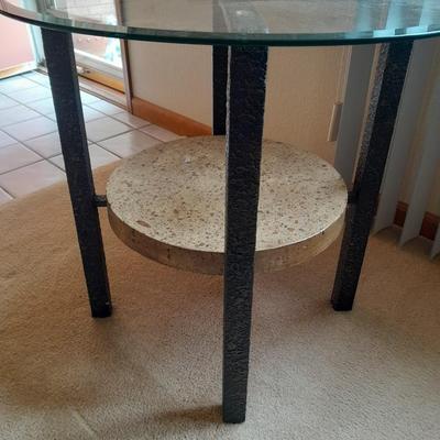 Mid Century Modern glass top two-tiered end table (2 of 2)