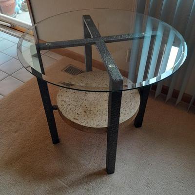 Mid Century Modern glass top two-tiered end table (2 of 2)