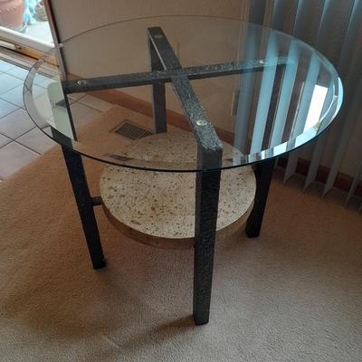 Mid Century Modern glass top two-tiered end table (2 of 2)