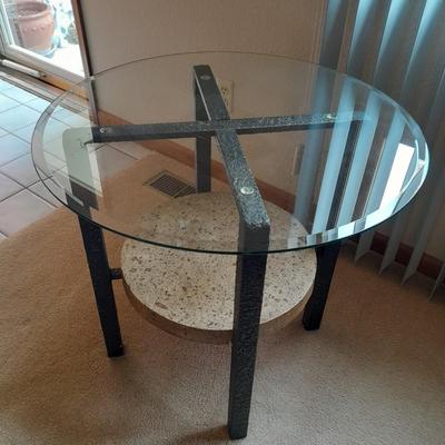 Mid Century Modern glass top two-tiered end table (2 of 2)