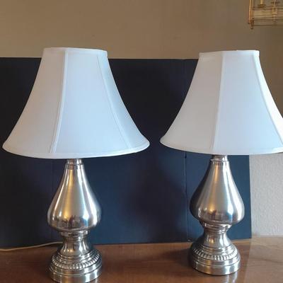 Two matching table lamps with shades