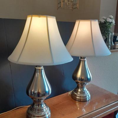 Two matching table lamps with shades