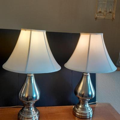 Two matching table lamps with shades