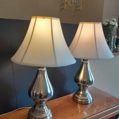 Two matching table lamps with shades