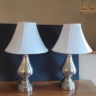 Two matching table lamps with shades