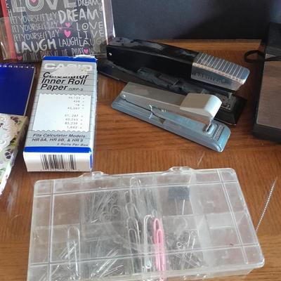 Office Supplies, Vintage desk lamp, clip board, electric pencil sharpener and more