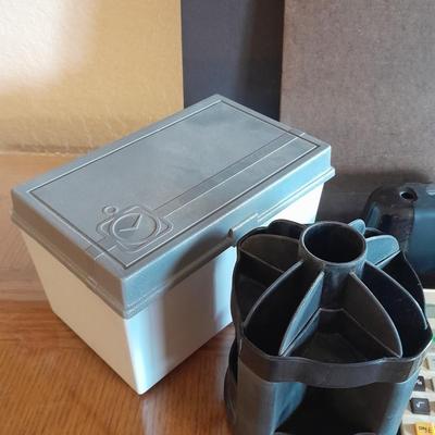 Office Supplies, Vintage desk lamp, clip board, electric pencil sharpener and more