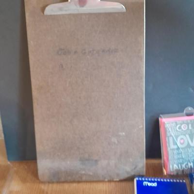 Office Supplies, Vintage desk lamp, clip board, electric pencil sharpener and more