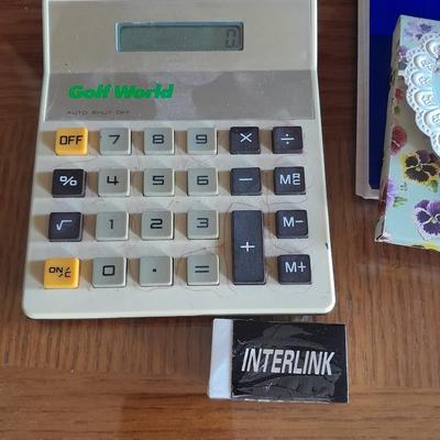Office Supplies, Vintage desk lamp, clip board, electric pencil sharpener and more