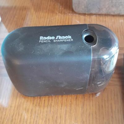 Office Supplies, Vintage desk lamp, clip board, electric pencil sharpener and more