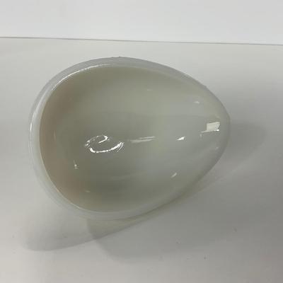 -146- GLASSWARE | Milk Glass Egg Covered Dish With Rabbit