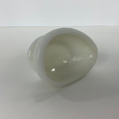 -146- GLASSWARE | Milk Glass Egg Covered Dish With Rabbit