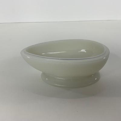 -146- GLASSWARE | Milk Glass Egg Covered Dish With Rabbit
