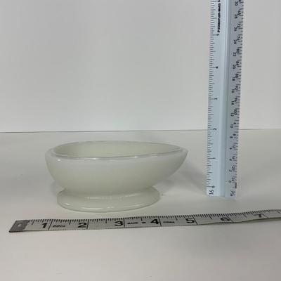 -146- GLASSWARE | Milk Glass Egg Covered Dish With Rabbit