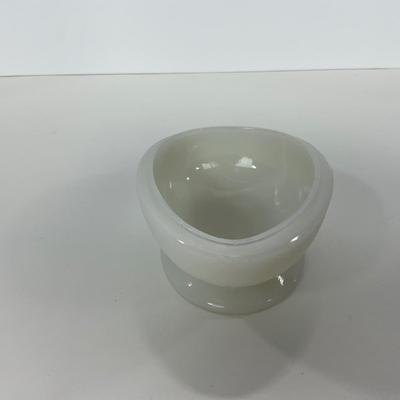 -146- GLASSWARE | Milk Glass Egg Covered Dish With Rabbit