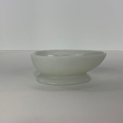 -146- GLASSWARE | Milk Glass Egg Covered Dish With Rabbit