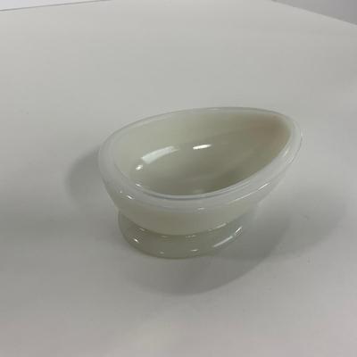 -146- GLASSWARE | Milk Glass Egg Covered Dish With Rabbit