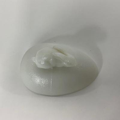 -146- GLASSWARE | Milk Glass Egg Covered Dish With Rabbit