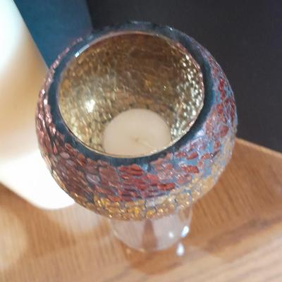 New, unburned Candles and candle sconces