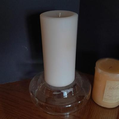 New, unburned Candles and candle sconces
