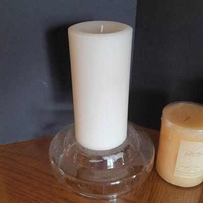 New, unburned Candles and candle sconces