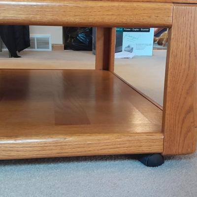 Glass top two tired Square Coffee table inlayed wood design