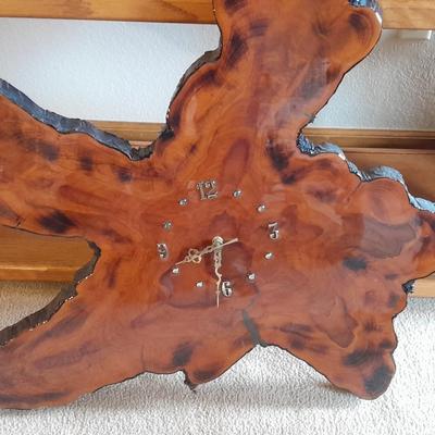 Vintage large tree slab wall clock