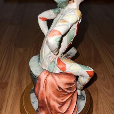 Guiseppe Armani Florence Capodimonte Jester Clown Harlequin Figurine 12"