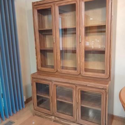 Mid Century Modern Palliser Furniture Hutch with cane - like backboard and lights!
