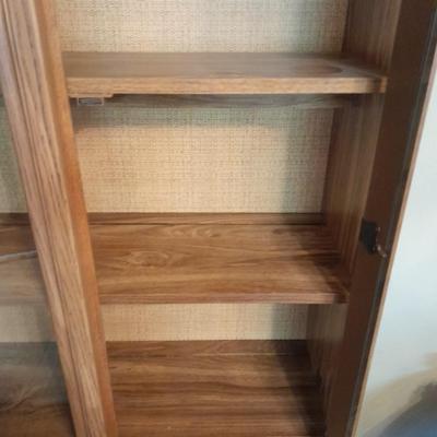 Mid Century Modern Palliser Furniture Hutch with cane - like backboard and lights!