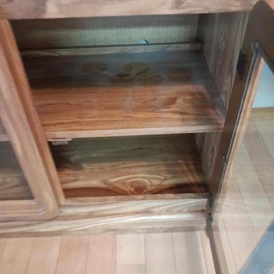 Mid Century Modern Palliser Furniture Hutch with cane - like backboard and lights!