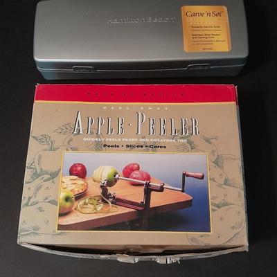 Hamilton Beach Electric carve n' set in case and Peel away Vintage Apple peeler