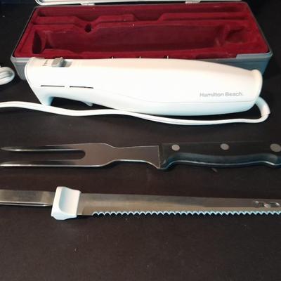 Hamilton Beach Electric carve n' set in case and Peel away Vintage Apple peeler